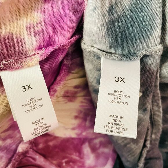Logo By Lori Goldstein Womens Multicolor Tie Dye Ruffle Hem Top Size 3X Lot Of 2 - Picture 6 of 11